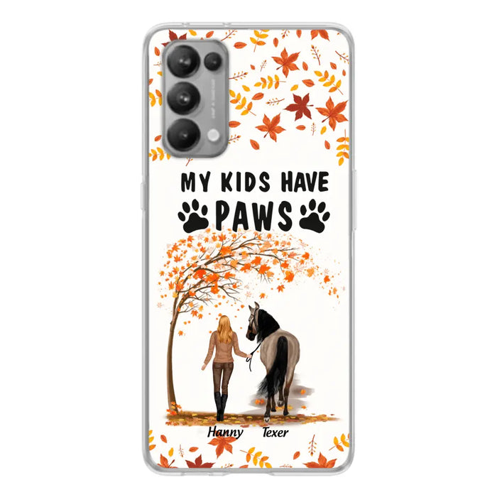 Personalized Horse Mom In Autumn Phone Case - Girl With Up to 2 Horses - My Kids Have Paws - Case For Xiaomi, Oppo And Huawei