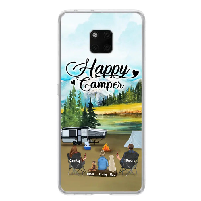 Personalized Camping Phone Case - Parents With 1 Kids And 2 Pets - Best Gift For Family - Happy Camper - Case For Xiaomi, Oppo And Huawei