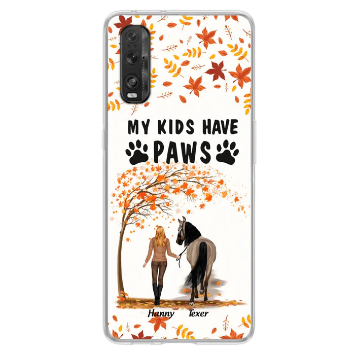 Personalized Horse Mom In Autumn Phone Case - Girl With Up to 2 Horses - My Kids Have Paws - Case For Xiaomi, Oppo And Huawei