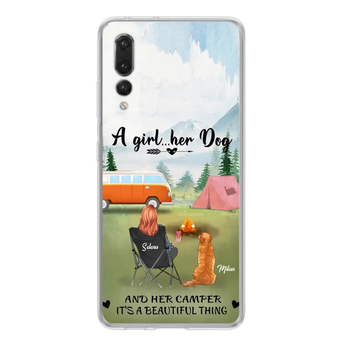 Personalized Dog Mom Camping Phone Case - Mom With Up to 4 Dogs - Best Gift For Dog Lovers - For Huawei, Xiaomi And Oppo Phone Case