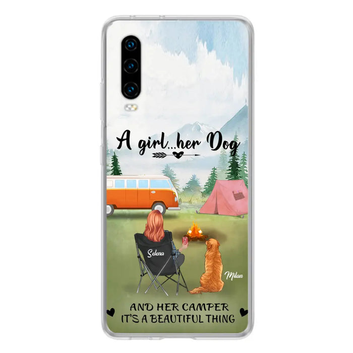 Personalized Dog Mom Camping Phone Case - Mom With Up to 4 Dogs - Best Gift For Dog Lovers - For Huawei, Xiaomi And Oppo Phone Case
