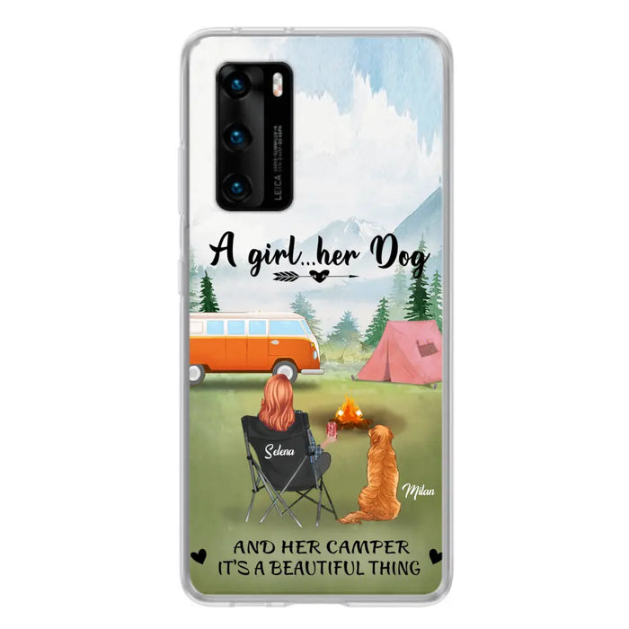 Personalized Dog Mom Camping Phone Case - Mom With Up to 4 Dogs - Best Gift For Dog Lovers - For Huawei, Xiaomi And Oppo Phone Case