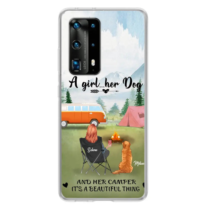 Personalized Dog Mom Camping Phone Case - Mom With Up to 4 Dogs - Best Gift For Dog Lovers - For Huawei, Xiaomi And Oppo Phone Case