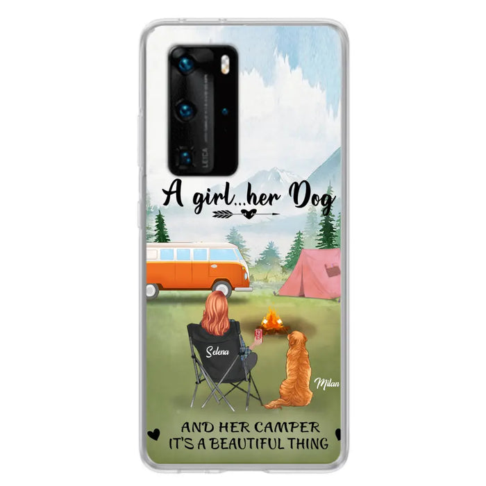 Personalized Dog Mom Camping Phone Case - Mom With Up to 4 Dogs - Best Gift For Dog Lovers - For Huawei, Xiaomi And Oppo Phone Case