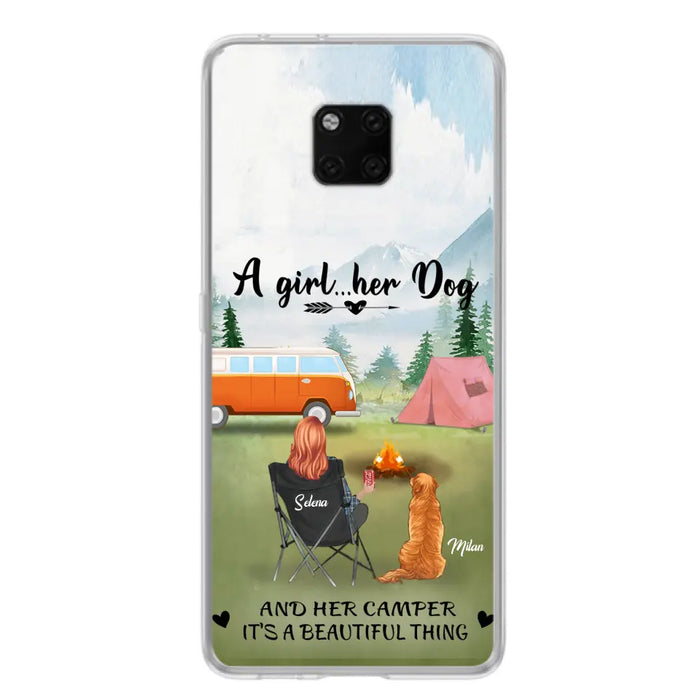 Personalized Dog Mom Camping Phone Case - Mom With Up to 4 Dogs - Best Gift For Dog Lovers - For Huawei, Xiaomi And Oppo Phone Case