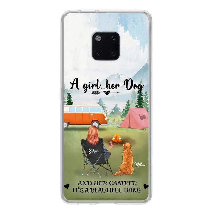 Personalized Dog Mom Camping Phone Case - Mom With Up to 4 Dogs - Best Gift For Dog Lovers - For Huawei, Xiaomi And Oppo Phone Case