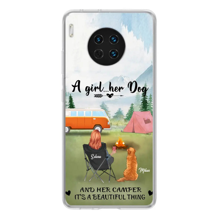 Personalized Dog Mom Camping Phone Case - Mom With Up to 4 Dogs - Best Gift For Dog Lovers - For Huawei, Xiaomi And Oppo Phone Case