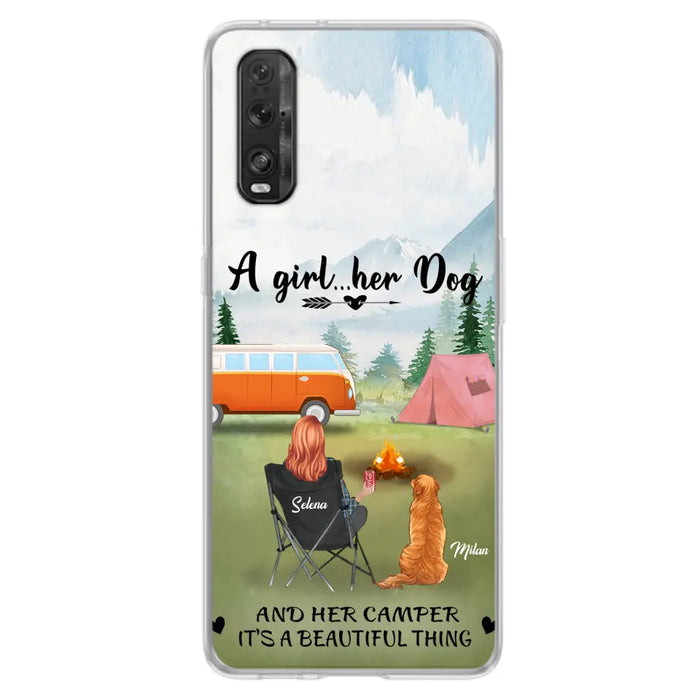 Personalized Dog Mom Camping Phone Case - Mom With Up to 4 Dogs - Best Gift For Dog Lovers - For Huawei, Xiaomi And Oppo Phone Case