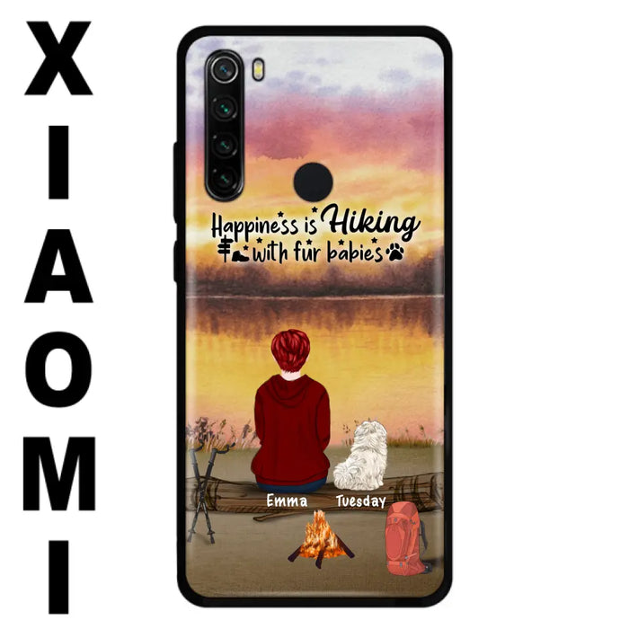 Personalized Hiking Phone Case - Man/Woman/Couple With Up to 4 Pets - Gift For Cat/Dog Lover - Happiness Is Hiking With Fur Babies - Case For Xiaomi, Oppo And Huawei