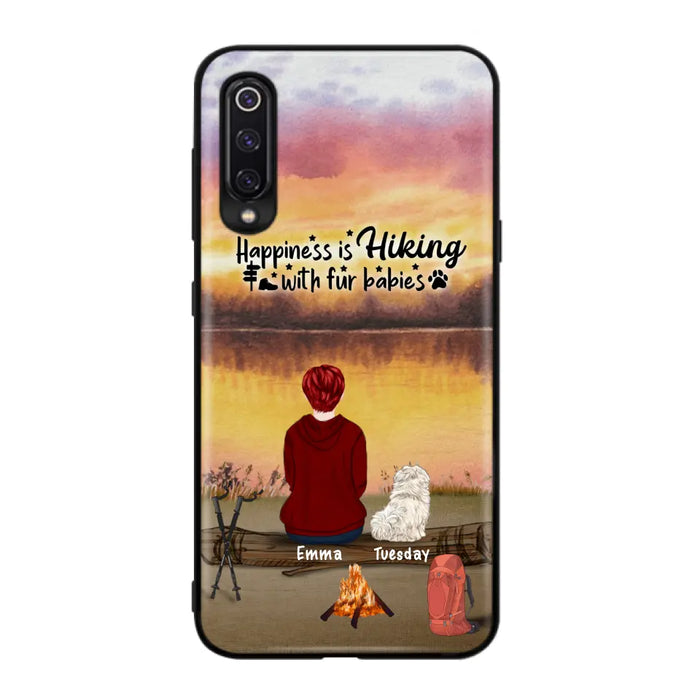 Personalized Hiking Phone Case - Man/Woman/Couple With Up to 4 Pets - Gift For Cat/Dog Lover - Happiness Is Hiking With Fur Babies - Case For Xiaomi, Oppo And Huawei