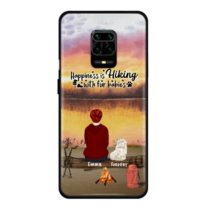 Personalized Hiking Phone Case - Man/Woman/Couple With Up to 4 Pets - Gift For Cat/Dog Lover - Happiness Is Hiking With Fur Babies - Case For Xiaomi, Oppo And Huawei