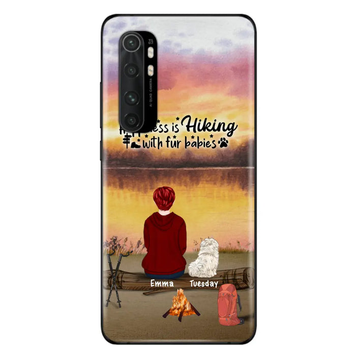 Personalized Hiking Phone Case - Man/Woman/Couple With Up to 4 Pets - Gift For Cat/Dog Lover - Happiness Is Hiking With Fur Babies - Case For Xiaomi, Oppo And Huawei