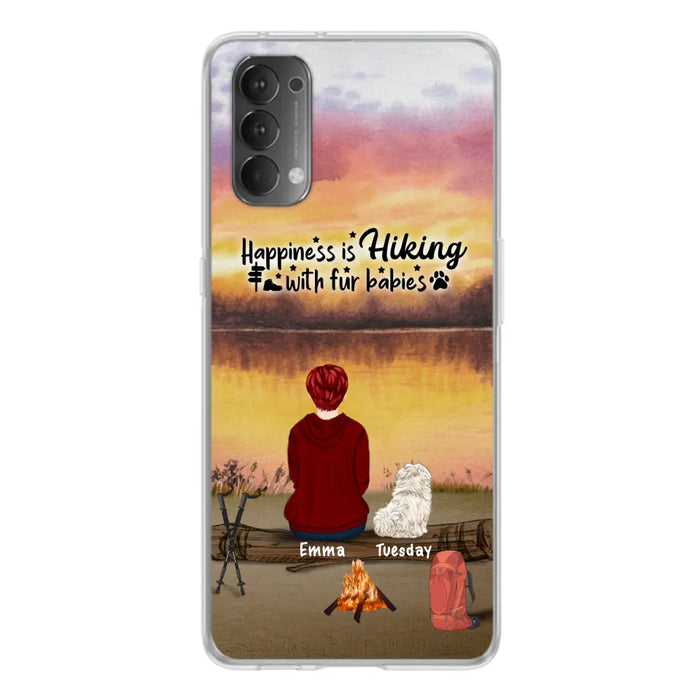 Personalized Hiking Phone Case - Man/Woman/Couple With Up to 4 Pets - Gift For Cat/Dog Lover - Happiness Is Hiking With Fur Babies - Case For Xiaomi, Oppo And Huawei