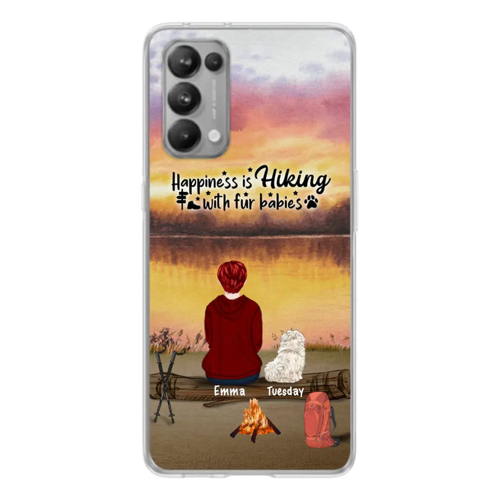 Personalized Hiking Phone Case - Man/Woman/Couple With Up to 4 Pets - Gift For Cat/Dog Lover - Happiness Is Hiking With Fur Babies - Case For Xiaomi, Oppo And Huawei