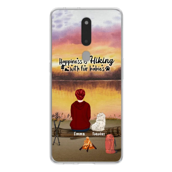 Personalized Hiking Phone Case - Man/Woman/Couple With Up to 4 Pets - Gift For Cat/Dog Lover - Happiness Is Hiking With Fur Babies - Case For Xiaomi, Oppo And Huawei