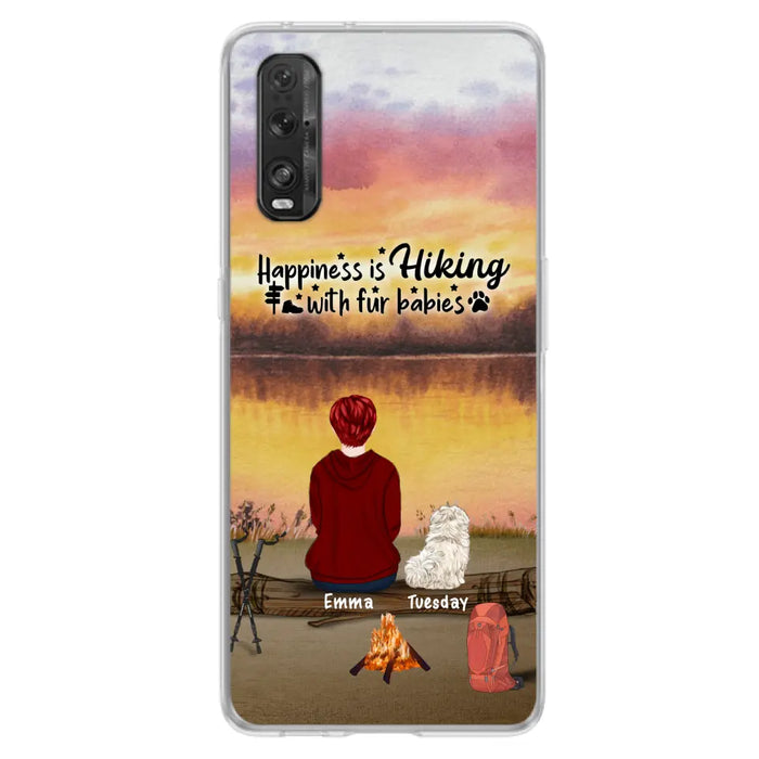 Personalized Hiking Phone Case - Man/Woman/Couple With Up to 4 Pets - Gift For Cat/Dog Lover - Happiness Is Hiking With Fur Babies - Case For Xiaomi, Oppo And Huawei