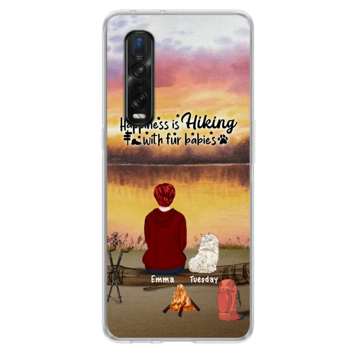 Personalized Hiking Phone Case - Man/Woman/Couple With Up to 4 Pets - Gift For Cat/Dog Lover - Happiness Is Hiking With Fur Babies - Case For Xiaomi, Oppo And Huawei