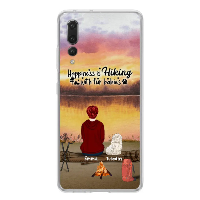 Personalized Hiking Phone Case - Man/Woman/Couple With Up to 4 Pets - Gift For Cat/Dog Lover - Happiness Is Hiking With Fur Babies - Case For Xiaomi, Oppo And Huawei