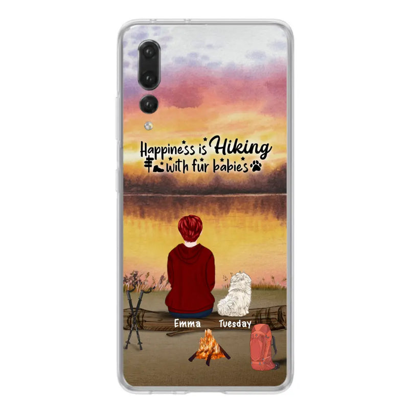 Personalized Hiking Phone Case - Man/Woman/Couple With Up to 4 Pets - Gift For Cat/Dog Lover - Happiness Is Hiking With Fur Babies - Case For Xiaomi, Oppo And Huawei
