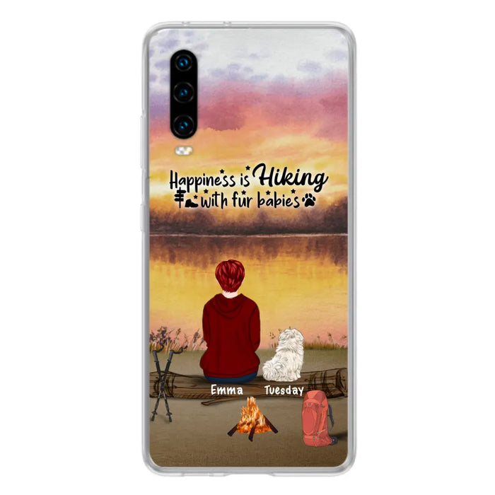 Personalized Hiking Phone Case - Man/Woman/Couple With Up to 4 Pets - Gift For Cat/Dog Lover - Happiness Is Hiking With Fur Babies - Case For Xiaomi, Oppo And Huawei