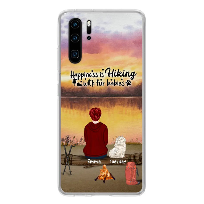 Personalized Hiking Phone Case - Man/Woman/Couple With Up to 4 Pets - Gift For Cat/Dog Lover - Happiness Is Hiking With Fur Babies - Case For Xiaomi, Oppo And Huawei