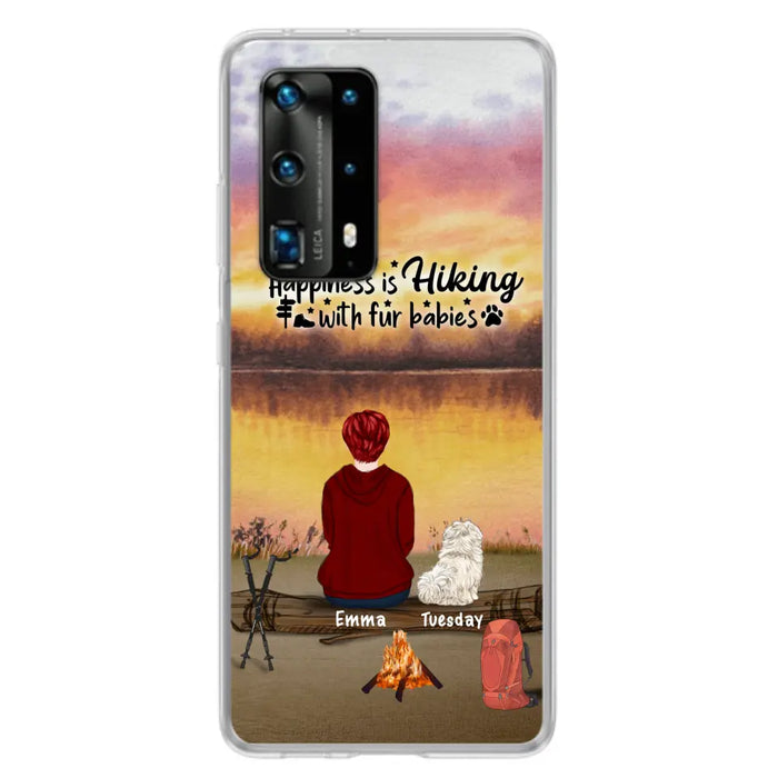 Personalized Hiking Phone Case - Man/Woman/Couple With Up to 4 Pets - Gift For Cat/Dog Lover - Happiness Is Hiking With Fur Babies - Case For Xiaomi, Oppo And Huawei