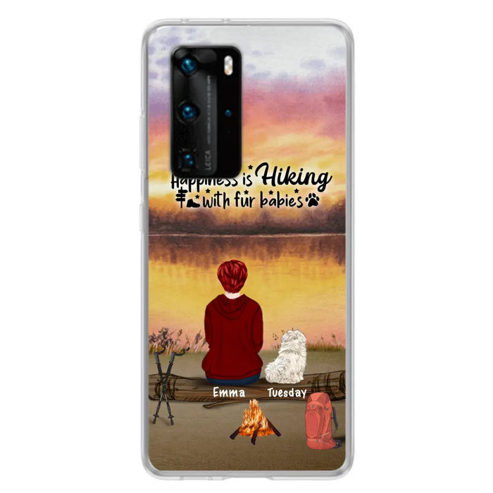 Personalized Hiking Phone Case - Man/Woman/Couple With Up to 4 Pets - Gift For Cat/Dog Lover - Happiness Is Hiking With Fur Babies - Case For Xiaomi, Oppo And Huawei