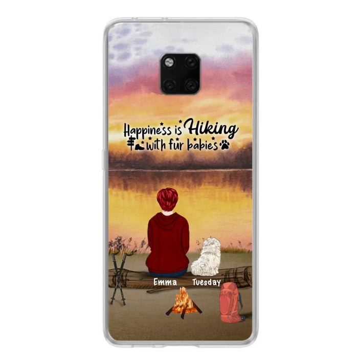 Personalized Hiking Phone Case - Man/Woman/Couple With Up to 4 Pets - Gift For Cat/Dog Lover - Happiness Is Hiking With Fur Babies - Case For Xiaomi, Oppo And Huawei