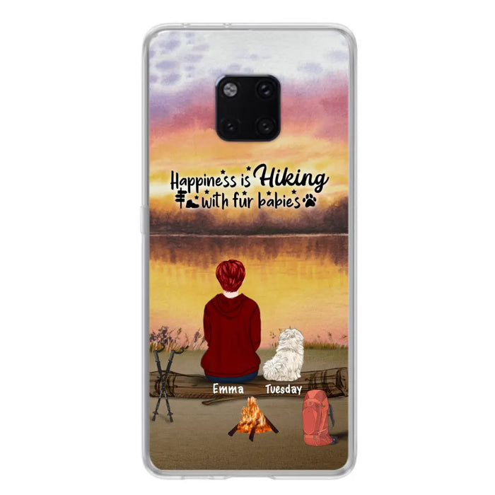 Personalized Hiking Phone Case - Man/Woman/Couple With Up to 4 Pets - Gift For Cat/Dog Lover - Happiness Is Hiking With Fur Babies - Case For Xiaomi, Oppo And Huawei