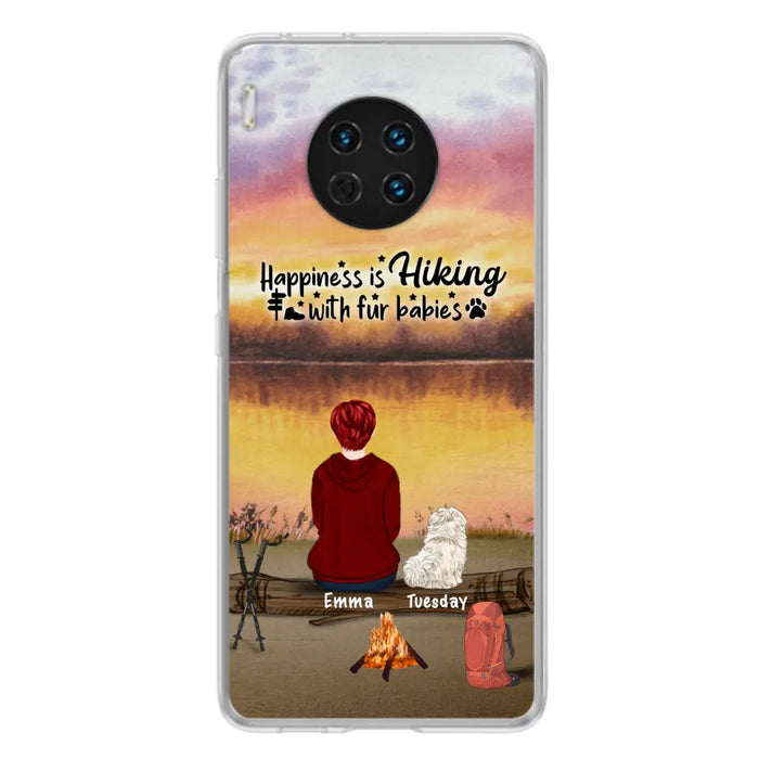 Personalized Hiking Phone Case - Man/Woman/Couple With Up to 4 Pets - Gift For Cat/Dog Lover - Happiness Is Hiking With Fur Babies - Case For Xiaomi, Oppo And Huawei