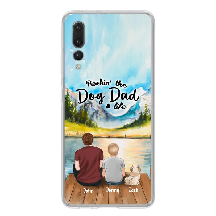 Personalized Dog Mom/Dog Dad Phone Case - Single Mom/Single Dad with 1 Kid and 1 Pet - Rockin' The Dog Dad Life