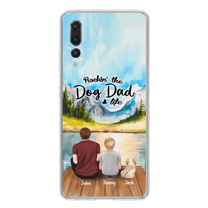 Personalized Dog Mom/Dog Dad Phone Case - Single Mom/Single Dad with 1 Kid and 1 Pet - Rockin' The Dog Dad Life