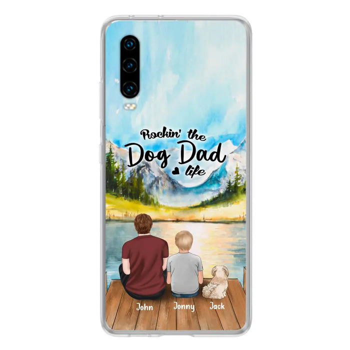 Personalized Dog Mom/Dog Dad Phone Case - Single Mom/Single Dad with 1 Kid and 1 Pet - Rockin' The Dog Dad Life