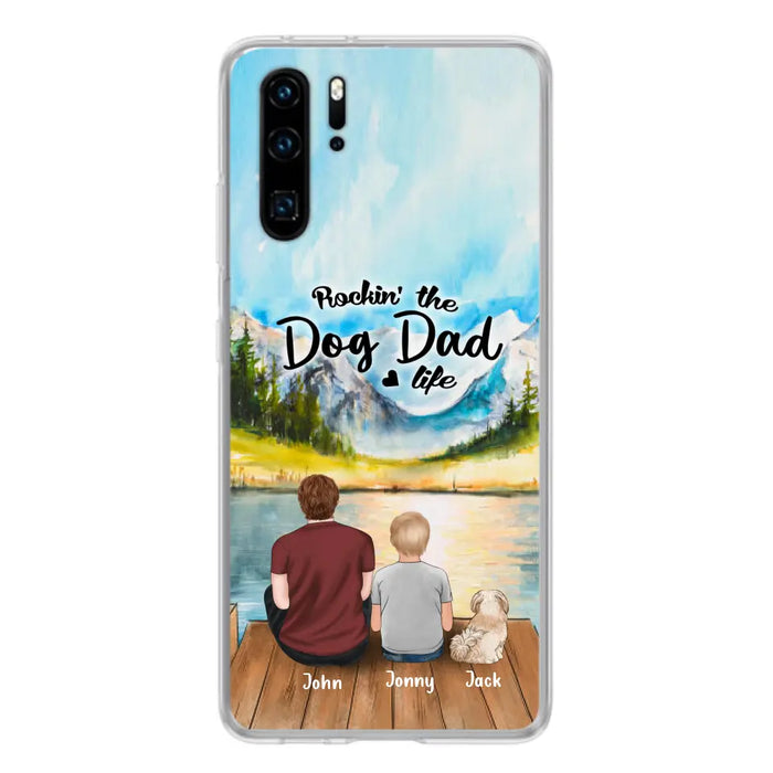 Personalized Dog Mom/Dog Dad Phone Case - Single Mom/Single Dad with 1 Kid and 1 Pet - Rockin' The Dog Dad Life