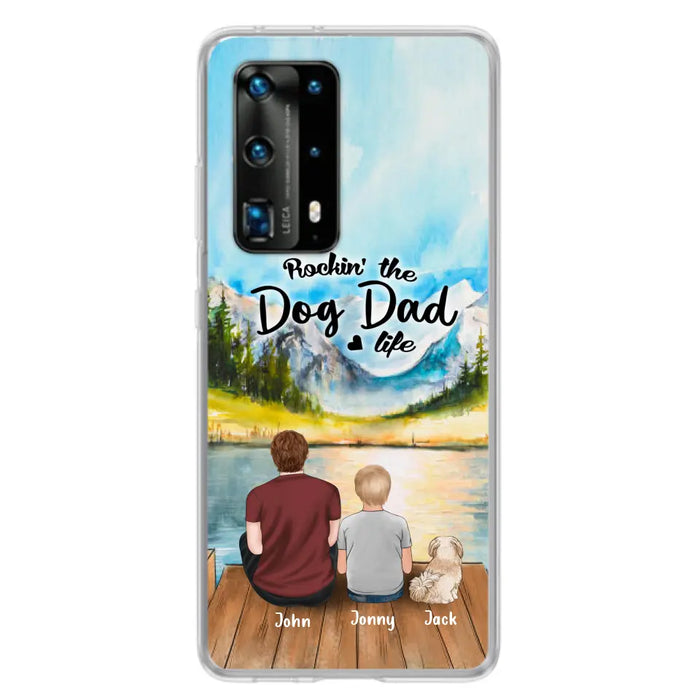 Personalized Dog Mom/Dog Dad Phone Case - Single Mom/Single Dad with 1 Kid and 1 Pet - Rockin' The Dog Dad Life