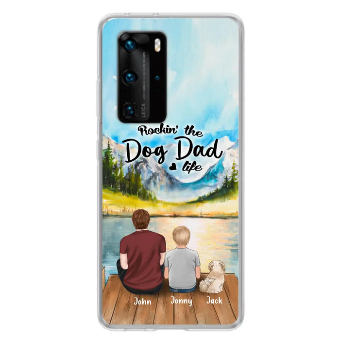 Personalized Dog Mom/Dog Dad Phone Case - Single Mom/Single Dad with 1 Kid and 1 Pet - Rockin' The Dog Dad Life