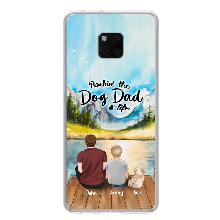 Personalized Dog Mom/Dog Dad Phone Case - Single Mom/Single Dad with 1 Kid and 1 Pet - Rockin' The Dog Dad Life