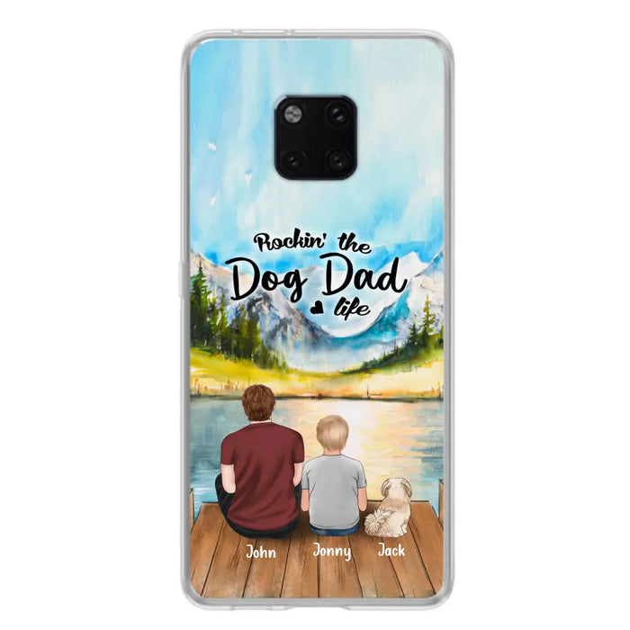 Personalized Dog Mom/Dog Dad Phone Case - Single Mom/Single Dad with 1 Kid and 1 Pet - Rockin' The Dog Dad Life