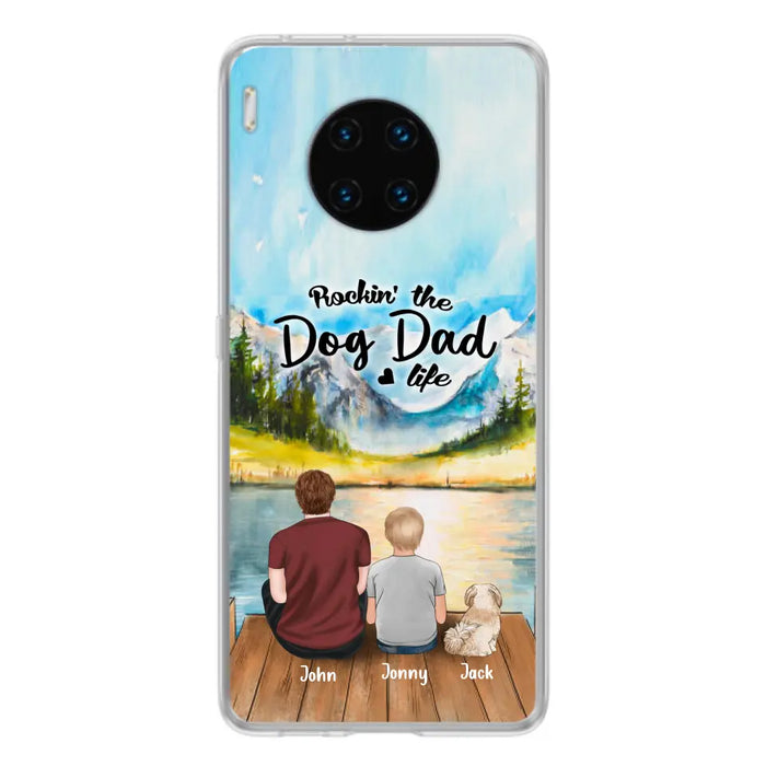 Personalized Dog Mom/Dog Dad Phone Case - Single Mom/Single Dad with 1 Kid and 1 Pet - Rockin' The Dog Dad Life