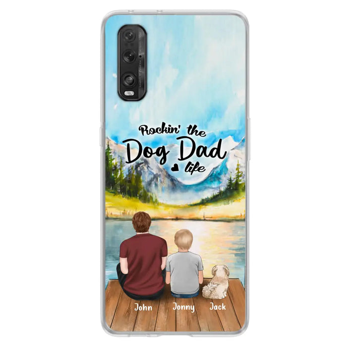Personalized Dog Mom/Dog Dad Phone Case - Single Mom/Single Dad with 1 Kid and 1 Pet - Rockin' The Dog Dad Life