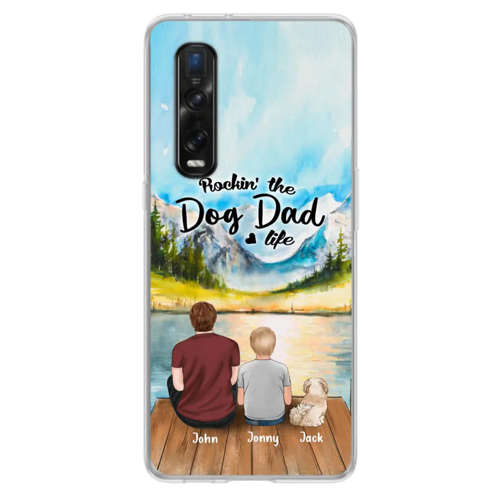 Personalized Dog Mom/Dog Dad Phone Case - Single Mom/Single Dad with 1 Kid and 1 Pet - Rockin' The Dog Dad Life