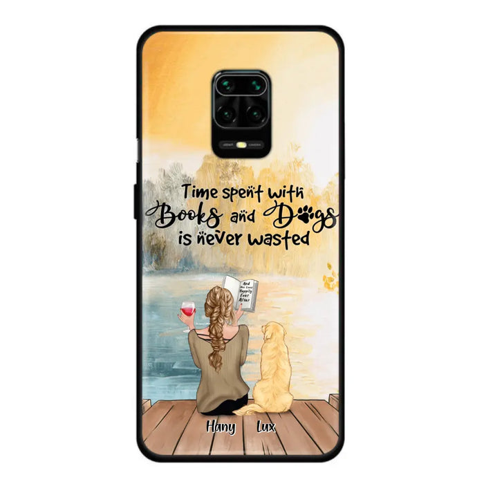 Personalized Dog Book Mom Phone Case - Woman With Up to 4 Dogs - Best Gift For Dog Lover - Time Spent With Books And Dogs Is Never Wasted - Case For Xiaomi, Oppo And Huawei