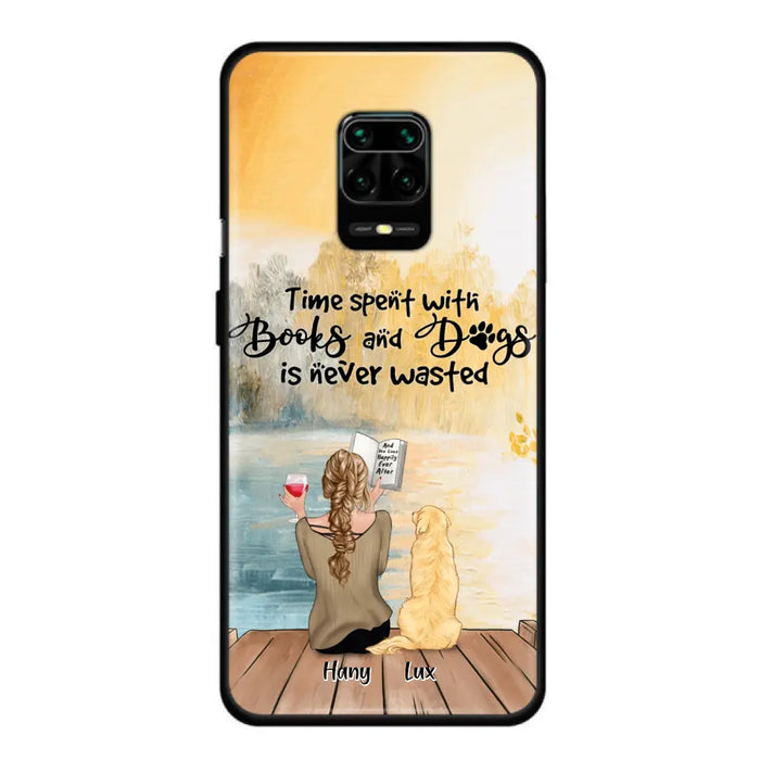 Personalized Dog Book Mom Phone Case - Woman With Up to 4 Dogs - Best Gift For Dog Lover - Time Spent With Books And Dogs Is Never Wasted - Case For Xiaomi, Oppo And Huawei
