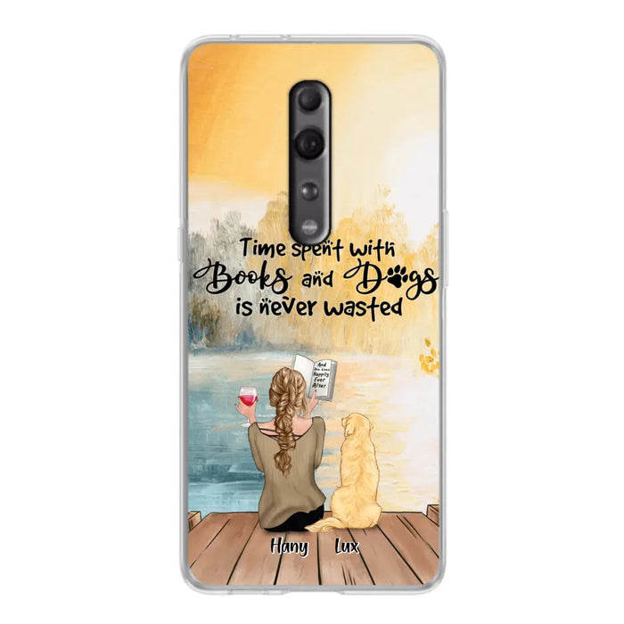Personalized Dog Book Mom Phone Case - Woman With Up to 4 Dogs - Best Gift For Dog Lover - Time Spent With Books And Dogs Is Never Wasted - Case For Xiaomi, Oppo And Huawei