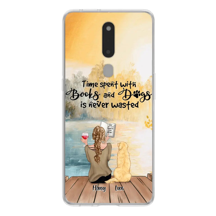 Personalized Dog Book Mom Phone Case - Woman With Up to 4 Dogs - Best Gift For Dog Lover - Time Spent With Books And Dogs Is Never Wasted - Case For Xiaomi, Oppo And Huawei