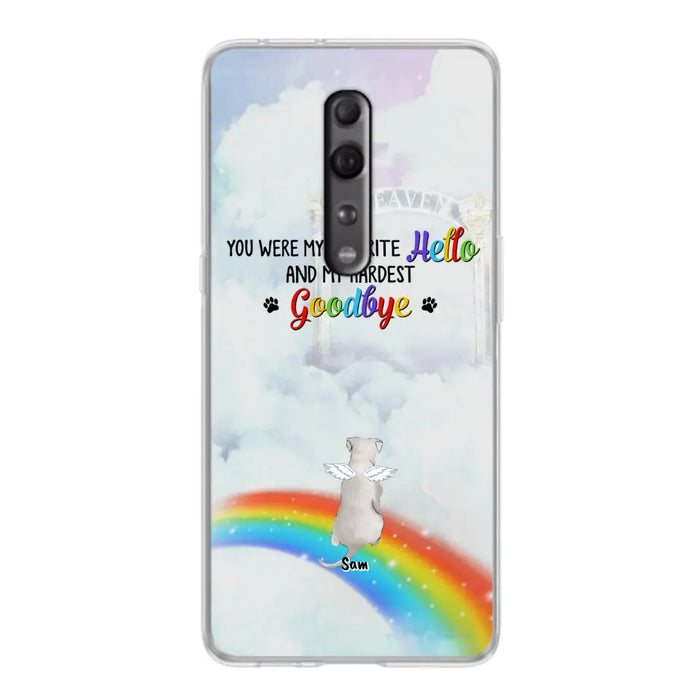 Personalized Memorial Pets At Rainbow Bridge Phone Case - Up to 5 Pets - Memorial Gift For Dog Lovers/Cat Lovers - You Were My Favorite Hello And My Hardest Goodbye - For Xiaomi, Oppo And Huawei Phone Case