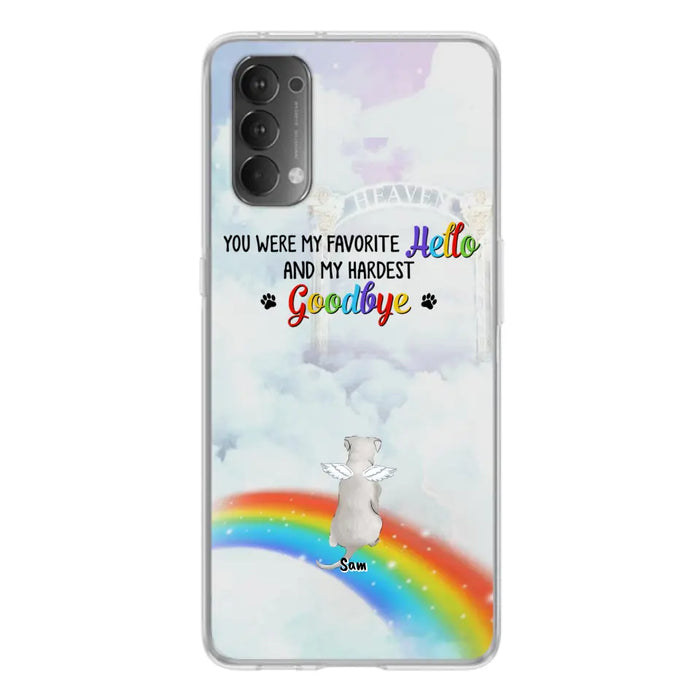 Personalized Memorial Pets At Rainbow Bridge Phone Case - Up to 5 Pets - Memorial Gift For Dog Lovers/Cat Lovers - You Were My Favorite Hello And My Hardest Goodbye - For Xiaomi, Oppo And Huawei Phone Case