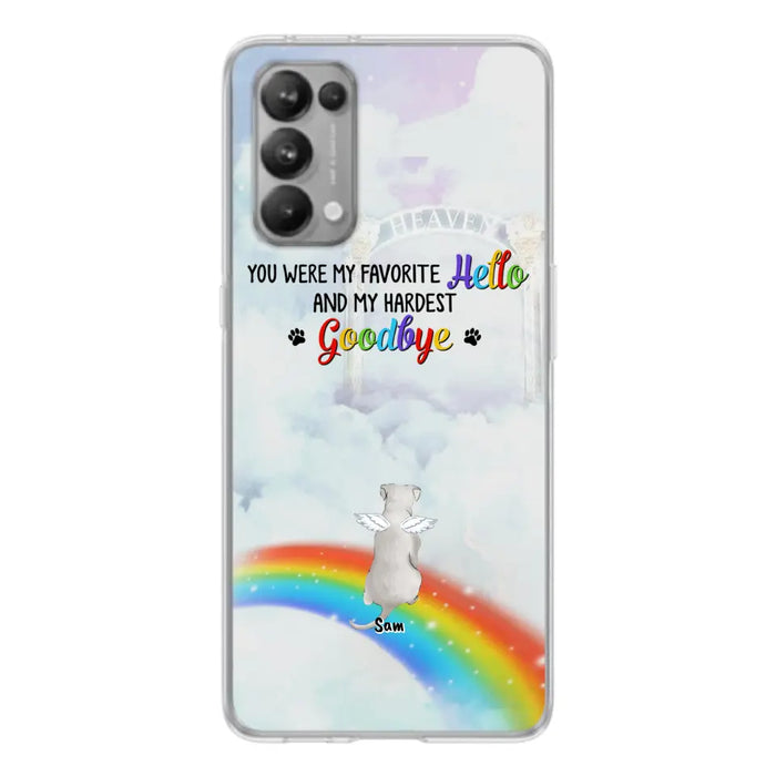 Personalized Memorial Pets At Rainbow Bridge Phone Case - Up to 5 Pets - Memorial Gift For Dog Lovers/Cat Lovers - You Were My Favorite Hello And My Hardest Goodbye - For Xiaomi, Oppo And Huawei Phone Case