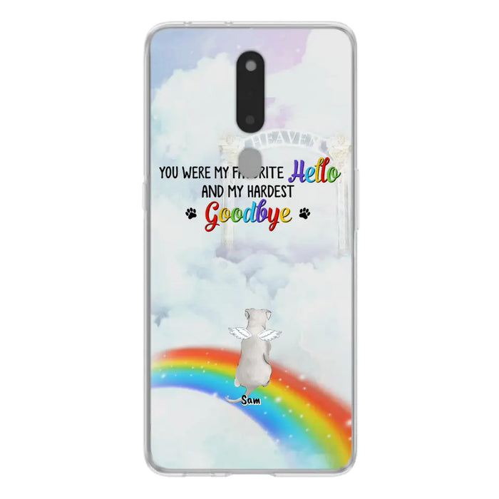 Personalized Memorial Pets At Rainbow Bridge Phone Case - Up to 5 Pets - Memorial Gift For Dog Lovers/Cat Lovers - You Were My Favorite Hello And My Hardest Goodbye - For Xiaomi, Oppo And Huawei Phone Case