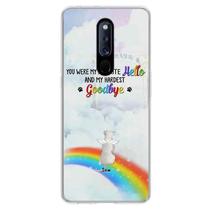 Personalized Memorial Pets At Rainbow Bridge Phone Case - Up to 5 Pets - Memorial Gift For Dog Lovers/Cat Lovers - You Were My Favorite Hello And My Hardest Goodbye - For Xiaomi, Oppo And Huawei Phone Case